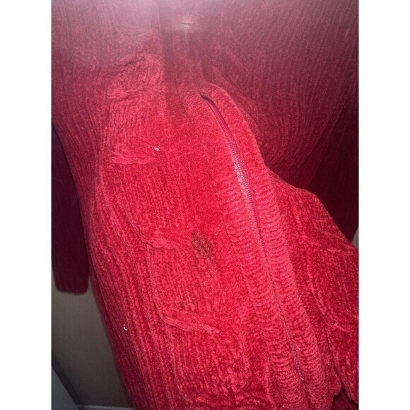 Marguerite's Burgundy Red Cardigan Sweater‎ Faux Fur Collar Zip Up - Picture 5 of 9